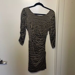 Ark & Co Gold and Black striped backless cocktail dress size S